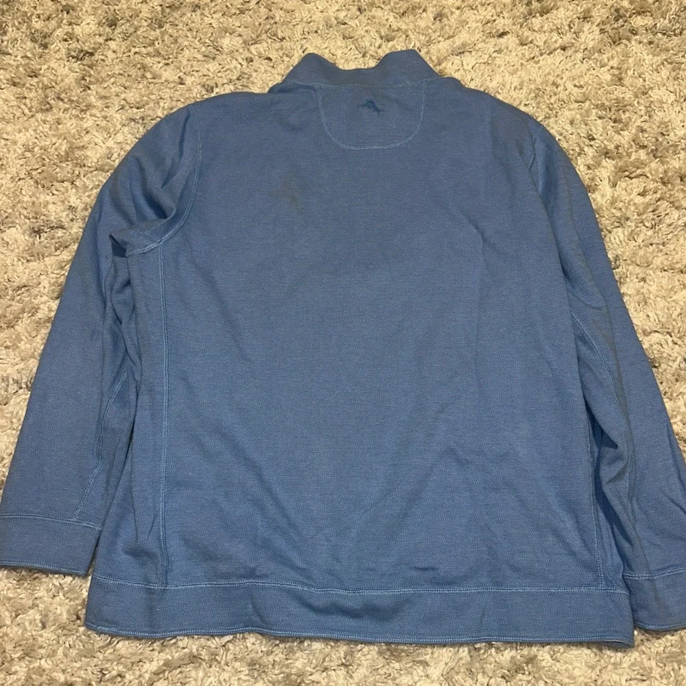 Tommy Bahama Mens Reversible Quarter Zip Pullover Blue Herringbone Marlin XL